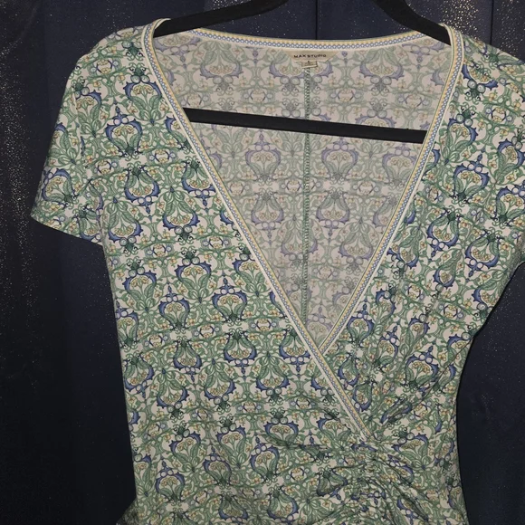 Max Studio Green Printed Midi Wrap Dress - Picture 4 of 6